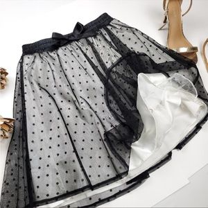 Speechless Lined Dotted Black Tulle Skirt Sz L